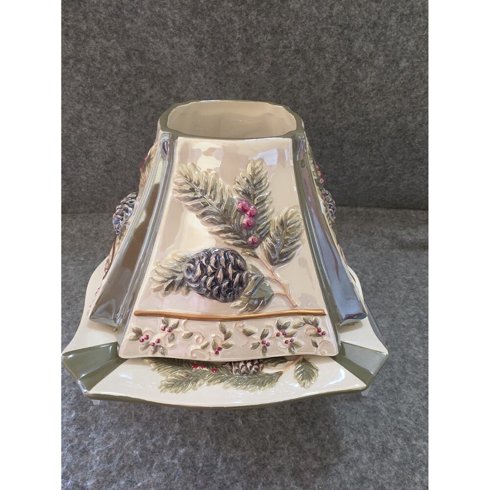 Yankee Candle Jar Shade Winter Pine Cone Holiday Berries Fits Small Jar READ